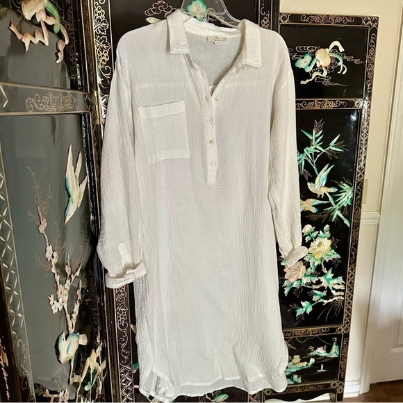 P. Cill Dresses & Skirts - Women’s White Lightweight Cotton Gauzy P Cill Oversized Tunic Dress Small